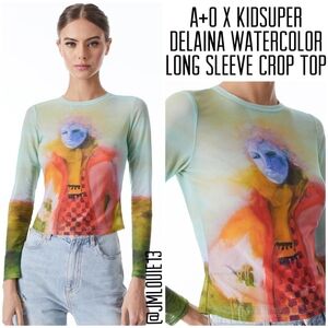 Alice + Olivia x KidSuper Delaina Watercolor Crop Top